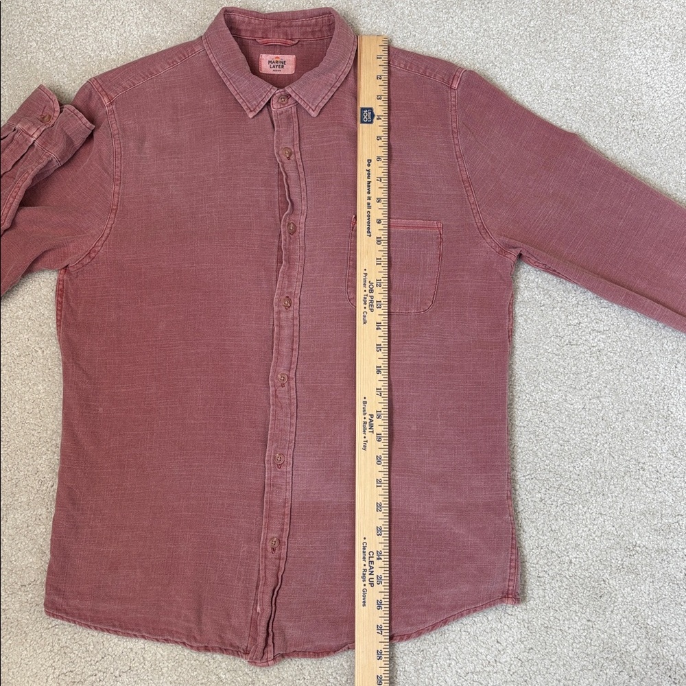 Marine Layer Stonewashed Red Cotton Long Sleeve Button Shirt Mens Size Medium - Picture 9 of 11